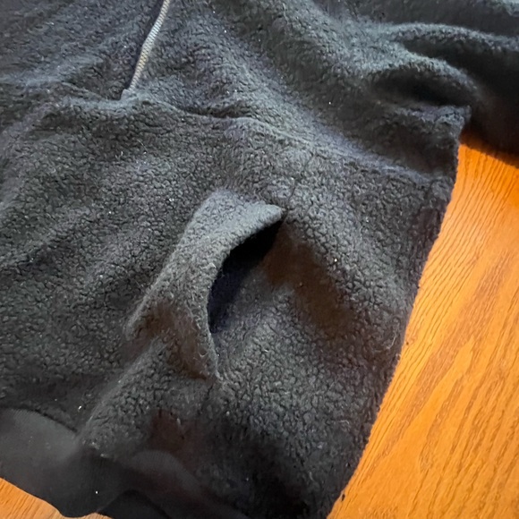 Outdoor Voices MegaFleece 1/2 Zip Hoodie Black Wool Blend Size L - Picture 8 of 9